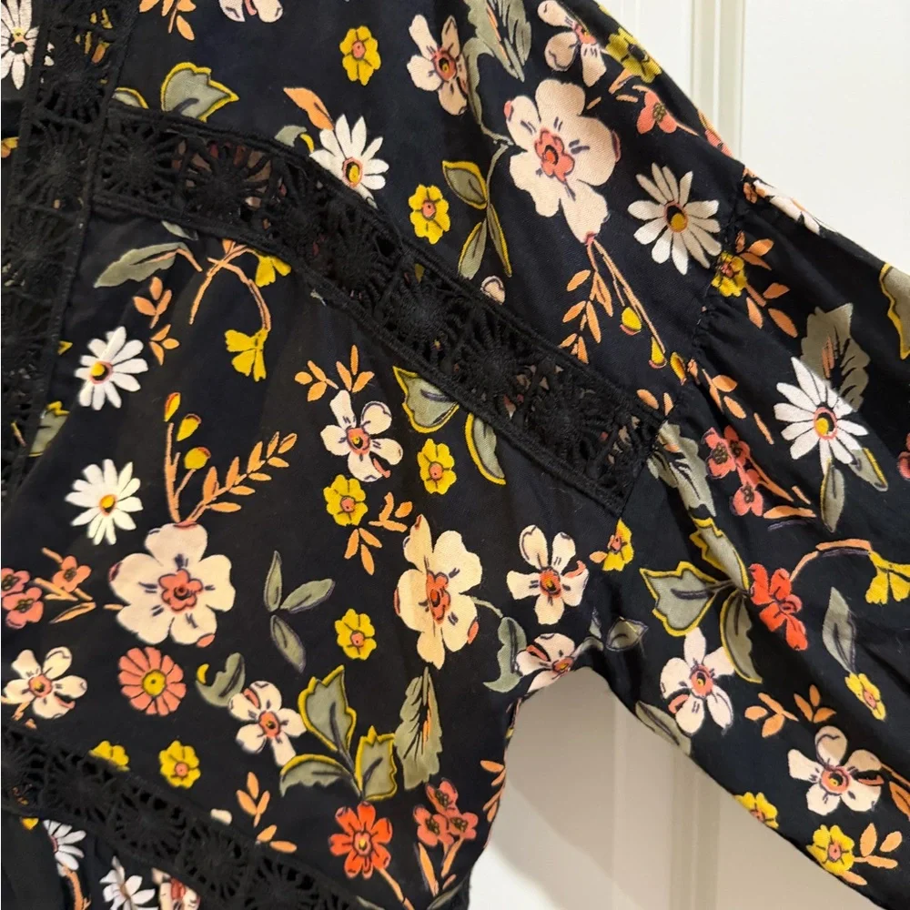 ANGIE new with tags, black floral blouse top.